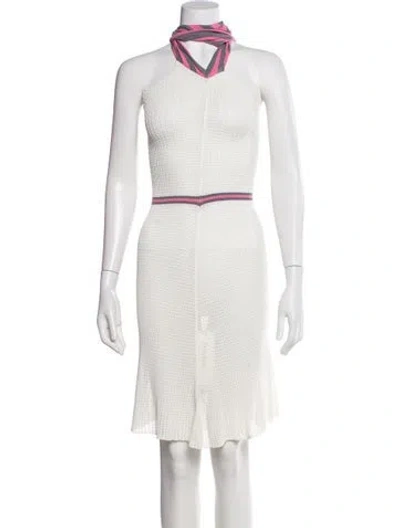 Pre-owned Gimaguas Halterneck Midi Length Dress In White