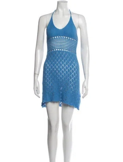 Pre-owned Gimaguas Halterneck Mini Dress In Blue