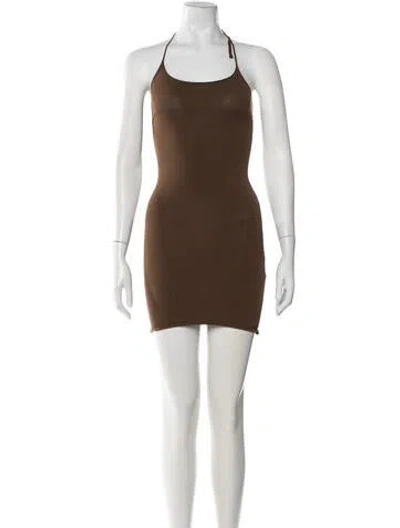 Pre-owned Gimaguas Halterneck Mini Dress In Brown