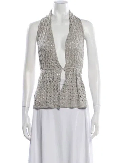 Pre-owned Gimaguas Halterneck Sleeveless Crop Top In Gray