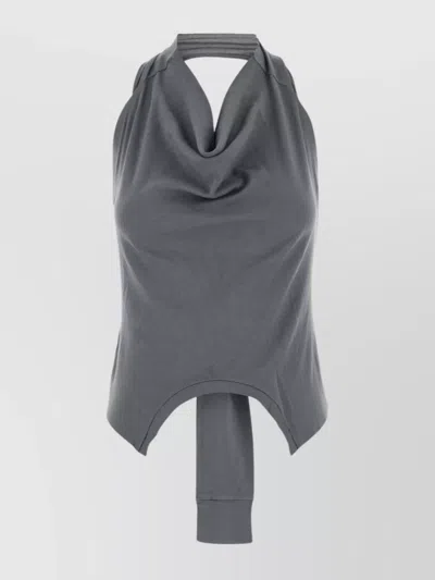 Gimaguas Halterneck Sleeveless Draped Top Tie Detail In Gray