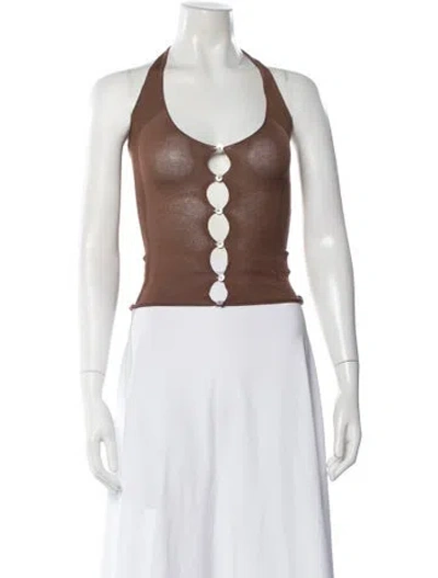 Pre-owned Gimaguas Halterneck Sleeveless Top In Brown
