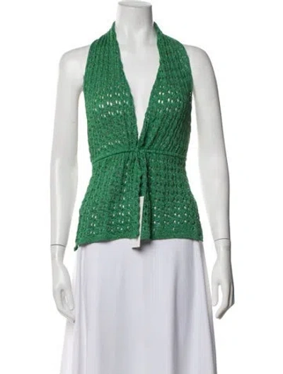 Pre-owned Gimaguas Halterneck Sleeveless Top In Green
