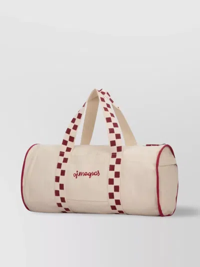 Gimaguas Handbag Checkered Dual Handles Two-tone Design In Neutral