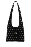 Gimaguas Black Denim Canvas Shoulder Bag In Black