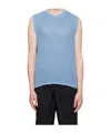 Gimaguas Cotton Bridget Vest Knit Ribbed Sleeveless V Neck In Blue