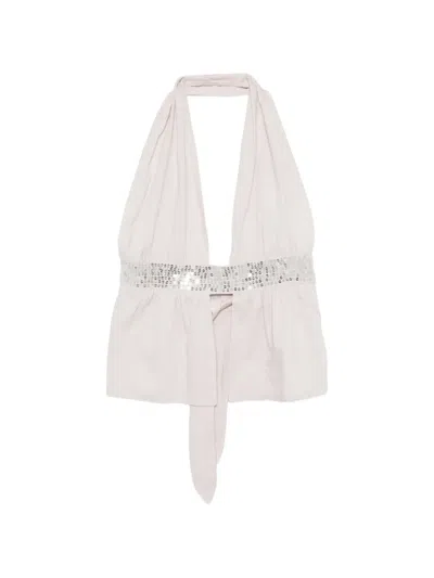 Gimaguas Infinito Sequin-embellished Halter-neck Top In White