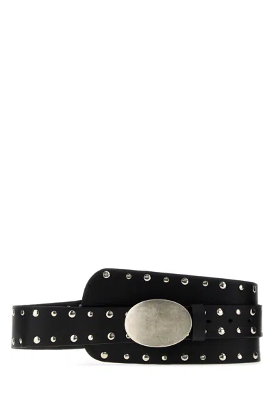 Gimaguas Iris Leather Belt With Silver Hardware In Black