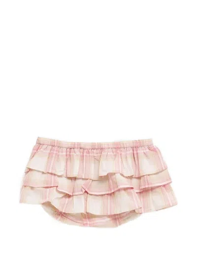 Gimaguas Jardin Ruffled Checkered Shorts In Pink