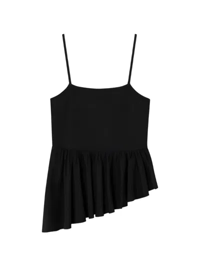 Gimaguas Joan Asymmetric Ruffled Top In Black