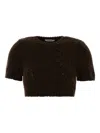 Gimaguas Julia Cropped Cable Knit Sweater In Brown