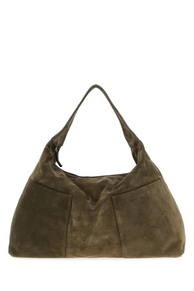 Gimaguas Khaki Suede Maxi Sacco Shoulder Bag In Green