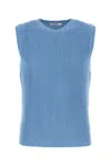 Gimaguas Cotton Bridget Vest Knit Ribbed Sleeveless V Neck In Blue