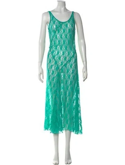 Pre-owned Gimaguas Lace Long Dress In Green