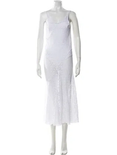 Pre-owned Gimaguas Lace Long Dress In White