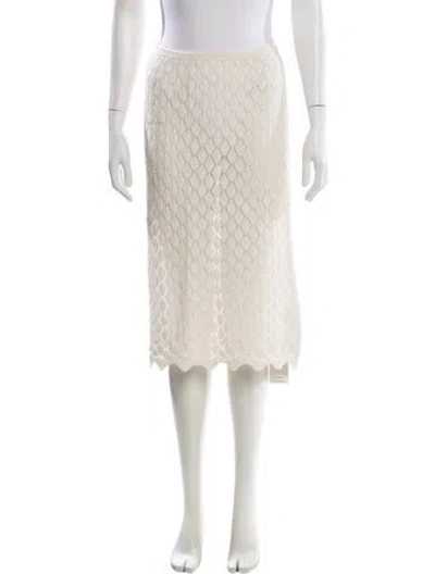 Pre-owned Gimaguas Lace Pattern Knee-length Skirt In White