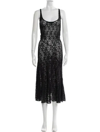 Pre-owned Gimaguas Lace Pattern Long Dress In Black