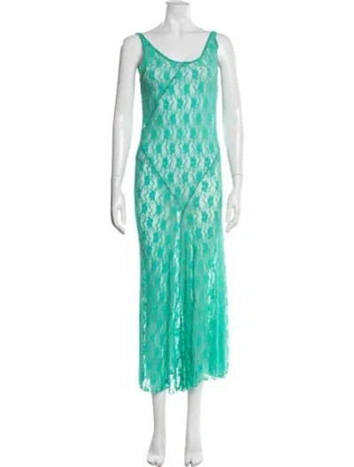 Pre-owned Gimaguas Lace Pattern Long Dress In Green