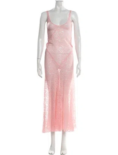Pre-owned Gimaguas Lace Pattern Long Dress In Pink