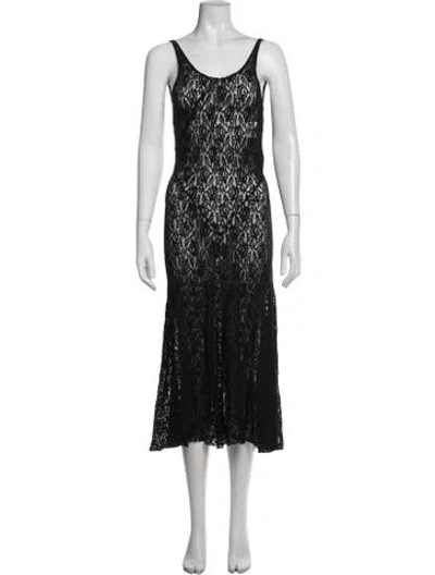 Pre-owned Gimaguas Lace Pattern Midi Length Dress In Black