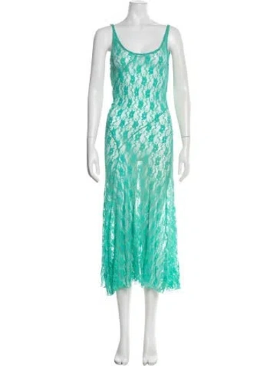 Pre-owned Gimaguas Lace Pattern Midi Length Dress In Green