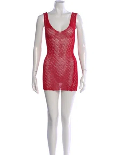Pre-owned Gimaguas Lace Pattern Mini Dress In Red
