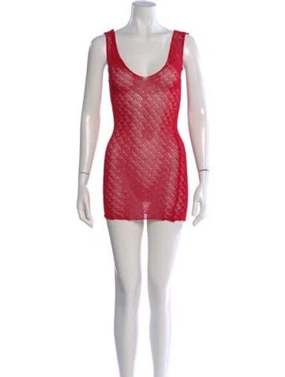 Pre-owned Gimaguas Lace Pattern Mini Dress In Red