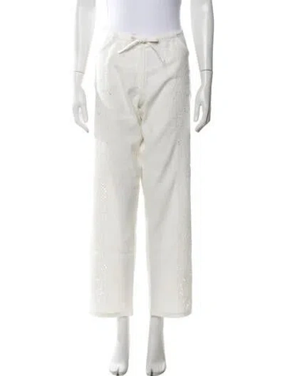 Pre-owned Gimaguas Lace Pattern Straight Leg Pants In Neutrals/white