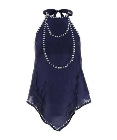 Gimaguas Lace-up Camisole In Blue