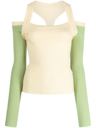 Gimaguas Latte Cut-out Ribbed Jumper In Yellow