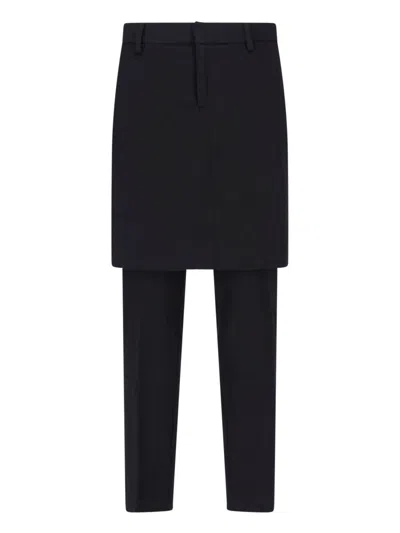 Gimaguas Mia Layered Skirt-overlay Trousers In Black