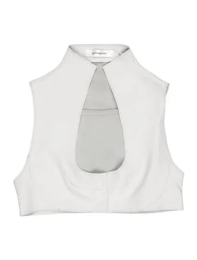 Pre-owned Gimaguas Leather Asymmetrical Crop Top W/ Tags In White