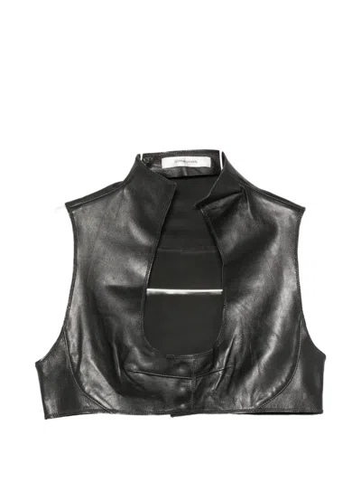 Gimaguas Leather Cut-out Top In Black