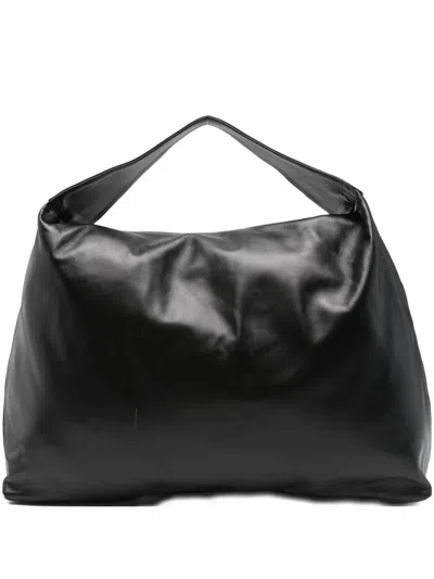 Gimaguas Leather External-pocket Shoulder Bag In Black