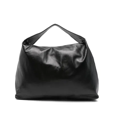 Gimaguas Leather External-pocket Shoulder Bag In Black