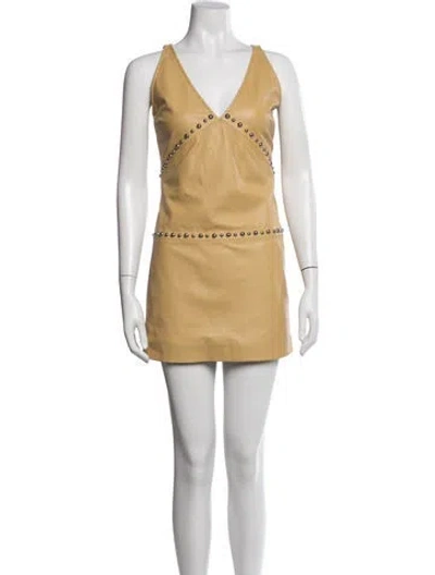 Pre-owned Gimaguas Leather Mini Dress In Yellow