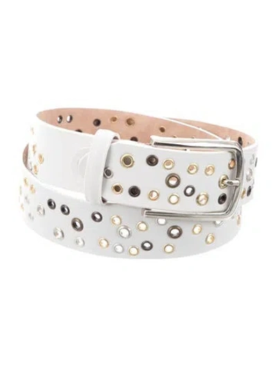 Pre-owned Gimaguas Leather Studded Accents Waist Belt In Neutrals