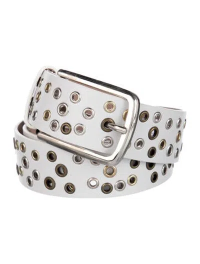 Pre-owned Gimaguas Leather Waist Belt In White