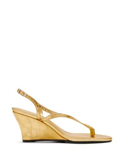 Gimaguas Leather Wedge Sandals In Gold