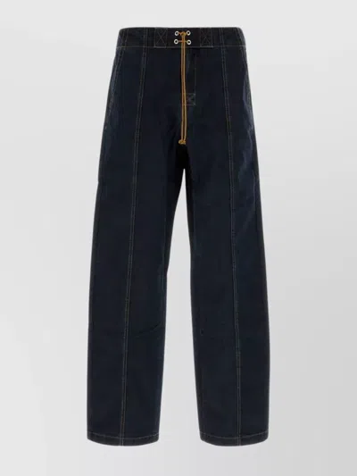 Gimaguas Lewis Denim Jeans Wide Leg Stitching In Black