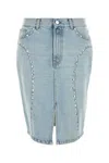 Gimaguas Luna Stud-embellished Denim Skirt In Blue