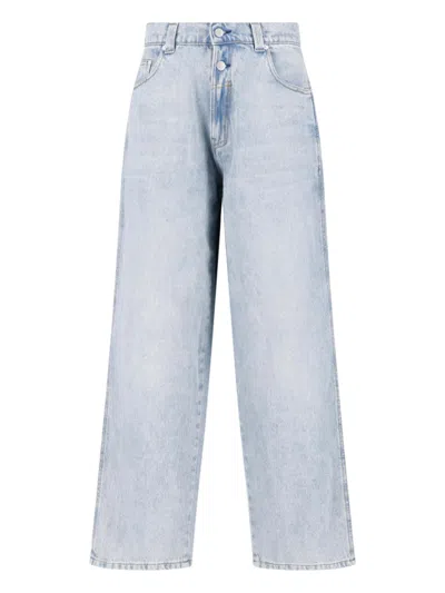 Gimaguas Light Blue Wide-leg Cotton Denim Jeans