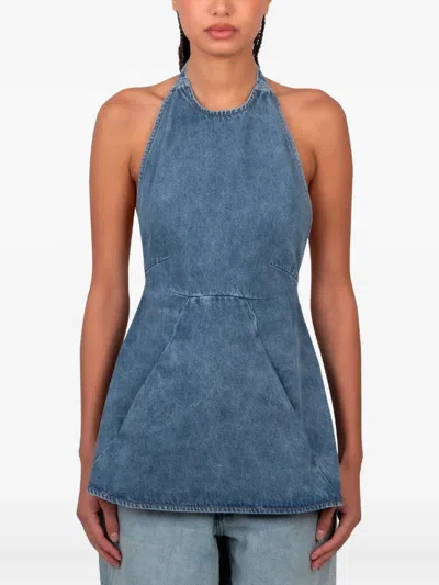 Gimaguas Lily Halter-neck Top In Blue