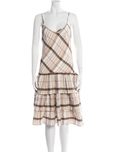 Pre-owned Gimaguas Linen Midi Length Dress In Neutrals