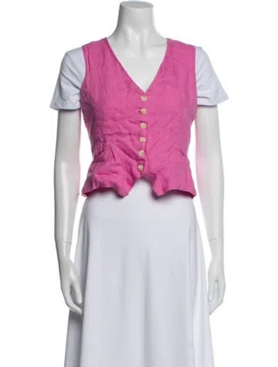 Pre-owned Gimaguas Linen Striped Vest In Pink