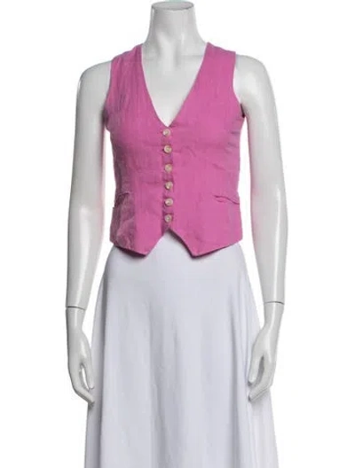 Pre-owned Gimaguas Linen V-neck Top In Pink