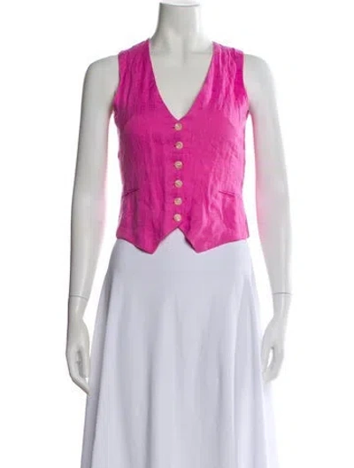 Pre-owned Gimaguas Linen V-neck Top W/ Tags In White