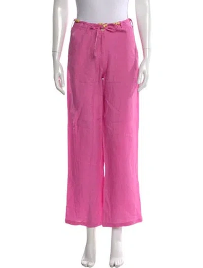 Pre-owned Gimaguas Linen Wide Leg Pants In Pink