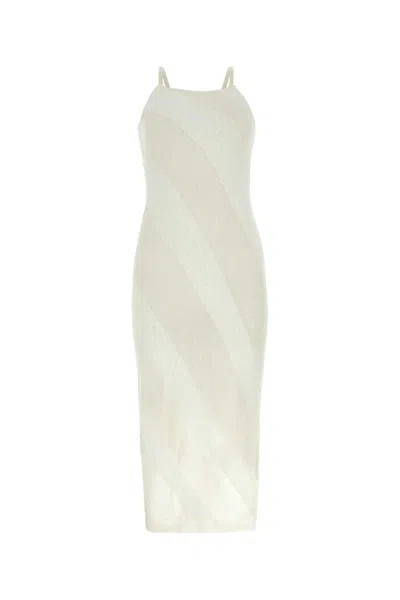 Gimaguas Two-tone Nylon Blend Fuzzy Dress In White