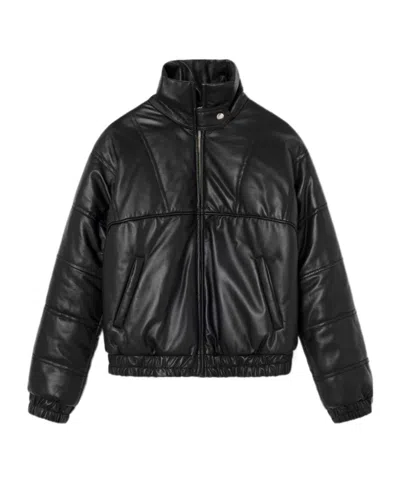 Gimaguas Long-sleeved Leather Jacket In Black